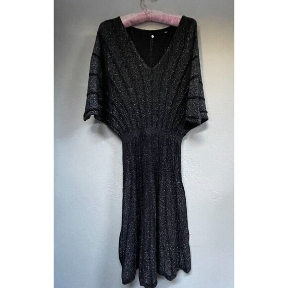 Anthropologie Knitted & Knotted Gallivant Metallic Pleated Sweater Dress Small - Picture 1 of 11